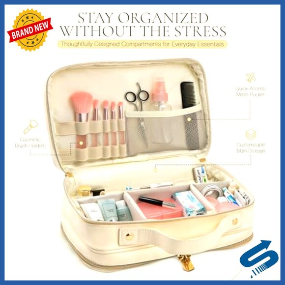 Elegant Travel Makeup Organizer Waterproof Modular Cosmetic Case Compartments - Picture 3 of 6